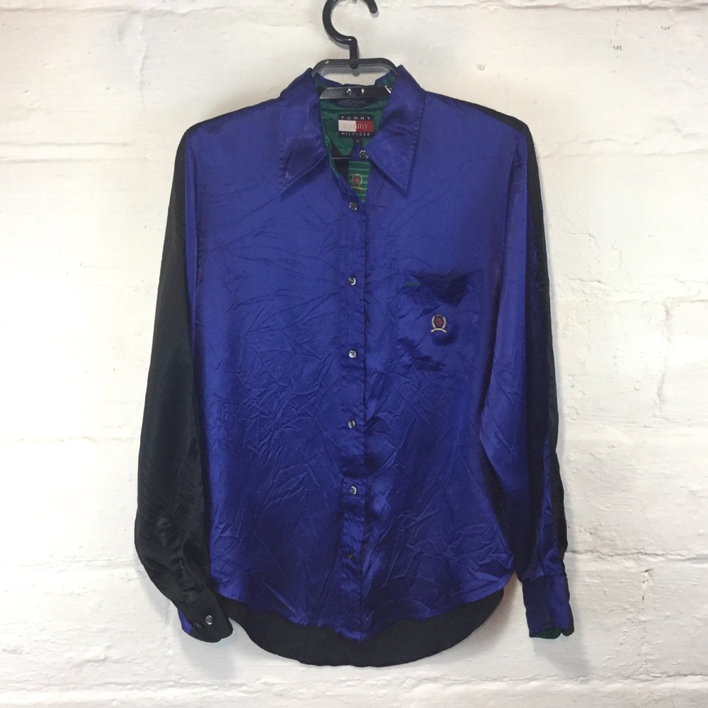 Tommy Hilfiger Shiny Silky 90’s Shirt Size 6
